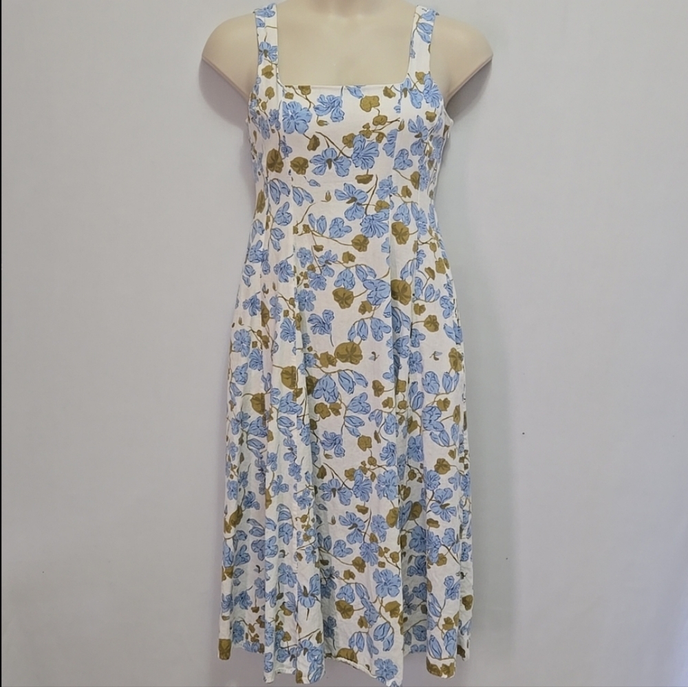 Joie Floral Linen Blend Midi Dress Size 8 Cottagecore Tradwife Easter Spring - Picture 14 of 15